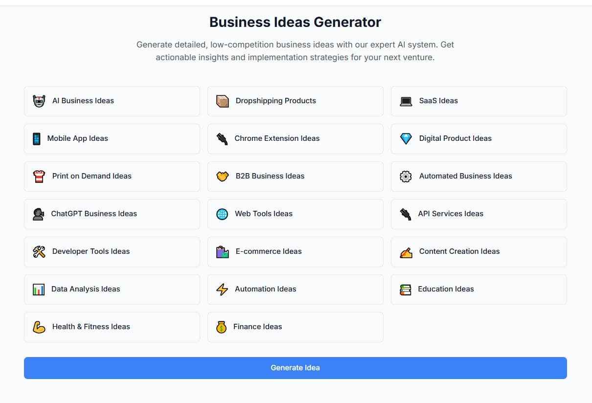 Idea Generator Interface